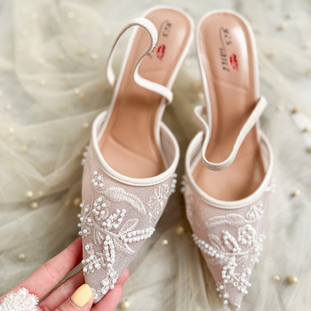 Mežģīņu kurpes ar pērlītēm YJY955