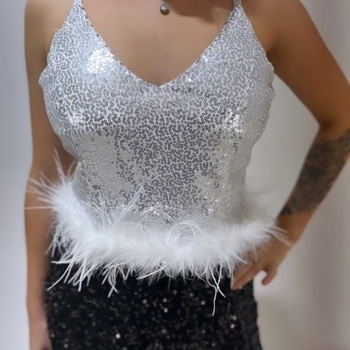 Glitter topiņš ar pūkām 